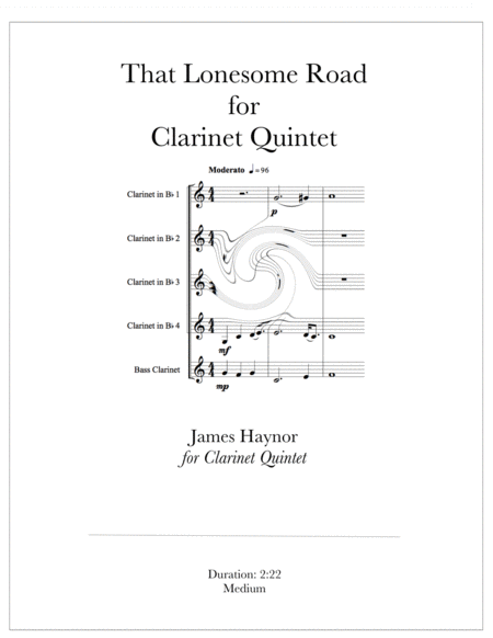 That Lonesome Road For Clarinet Quintet Sheet Music