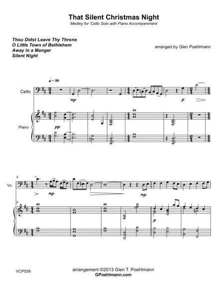 Free Sheet Music That Silent Christmas Night Carol Medley For Solo Cello With Piano Accompaniment