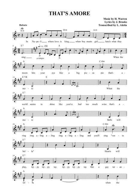 Free Sheet Music Thats Amore