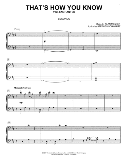 Free Sheet Music Thats How You Know From Enchanted