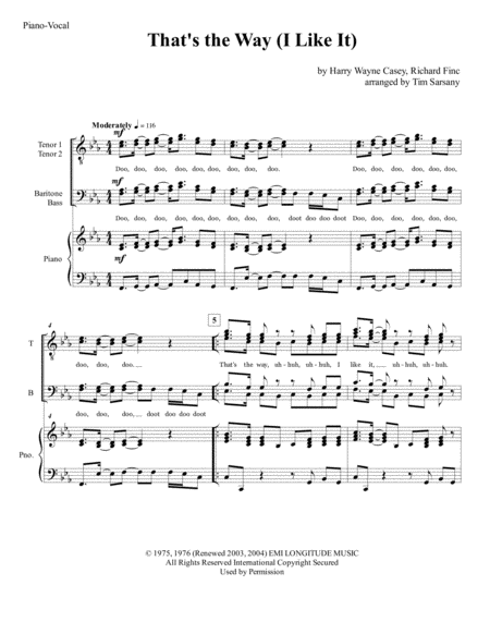 Thats The Way I Like It Sheet Music