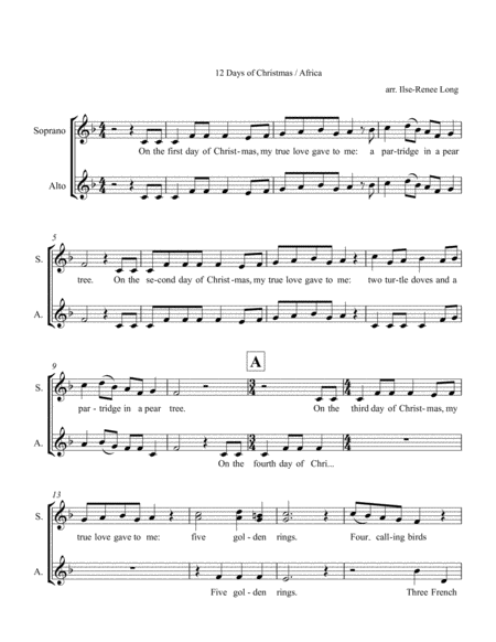 Free Sheet Music The 12 Days Of Christmas Africa