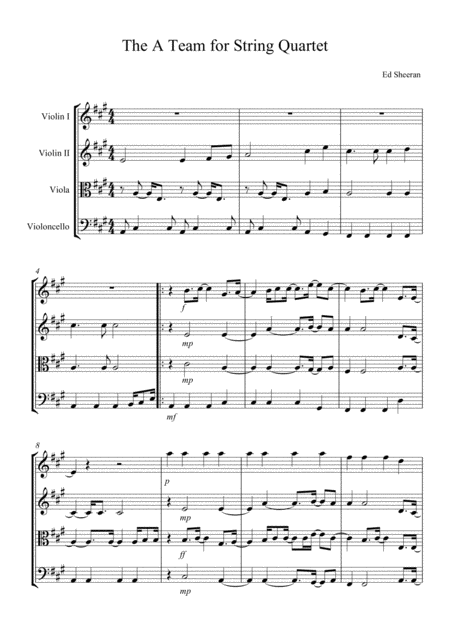 The A Team For String Quartet 2 Violins Viola And Cello Sheet Music