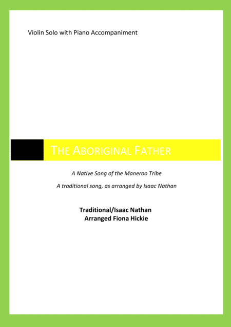 The Aboriginal Father A Native Song Of The Maneroo Tribe Sheet Music