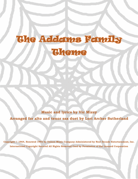 Free Sheet Music The Addams Family Theme For Easy Alto Tenor Sax Duet