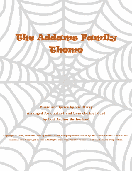 The Addams Family Theme For Easy Clarinet Bass Clarinet Duet Sheet Music