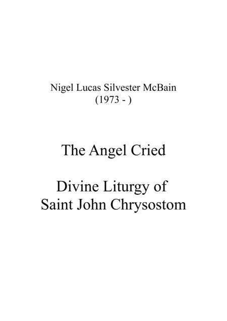 The Angel Cried Sheet Music