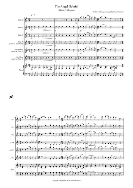 The Angel Gabriel For Flute Quartet Sheet Music