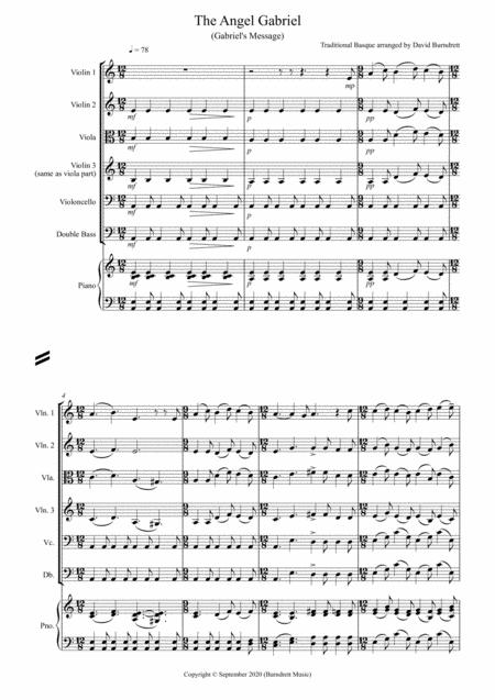 Free Sheet Music The Angel Gabriel For String Orchestra