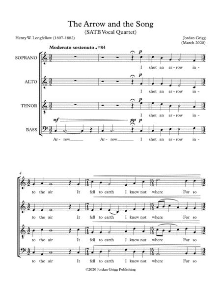 Free Sheet Music The Arrow And The Song Satb Vocal Quartet