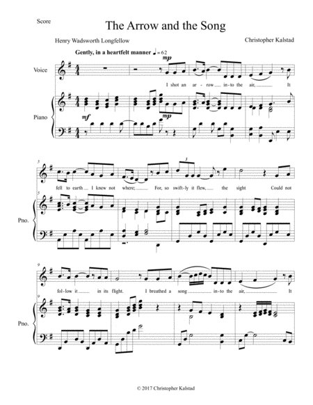 The Arrow And The Song Unison And Piano Sheet Music