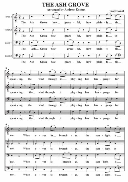 The Ash Grove A Cappella Ttbb Sheet Music