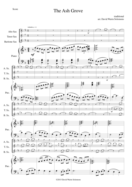 The Ash Grove For Saxophone Trio And Piano Sheet Music