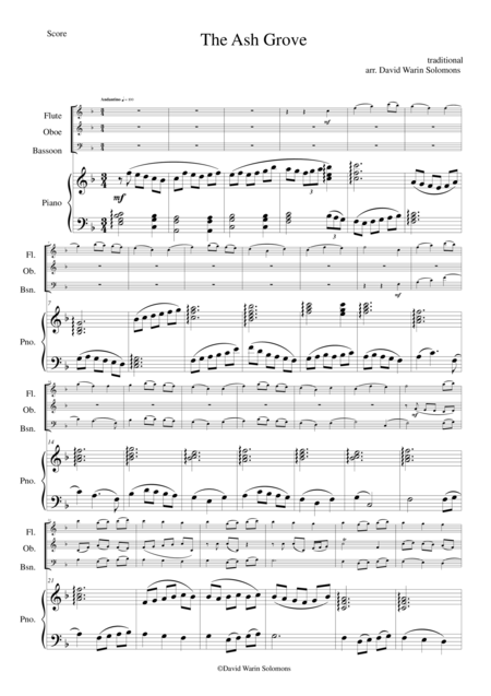 The Ash Grove For Wind Trio And Piano Sheet Music