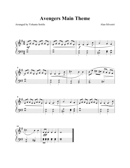 The Avengers Main Theme Easy Children Piano Sheet Music