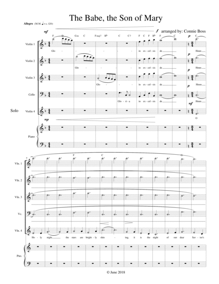 Free Sheet Music The Babe The Son Of Mary Strings Medley