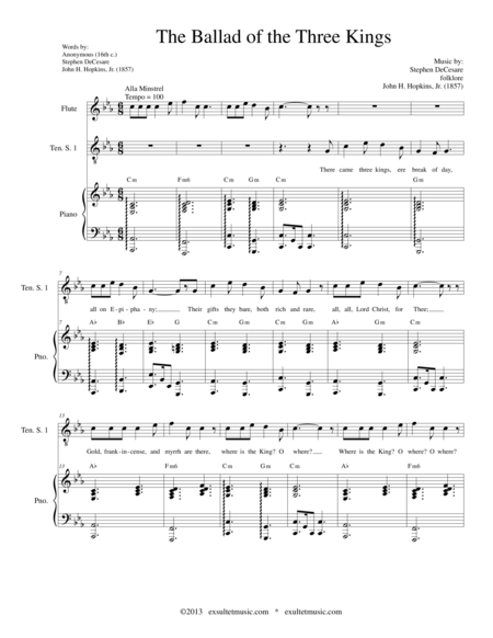 Free Sheet Music The Ballad Of The Three Kings