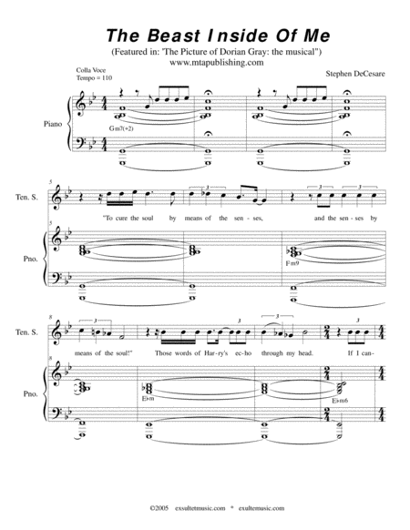 The Beast Inside Of Me Sheet Music