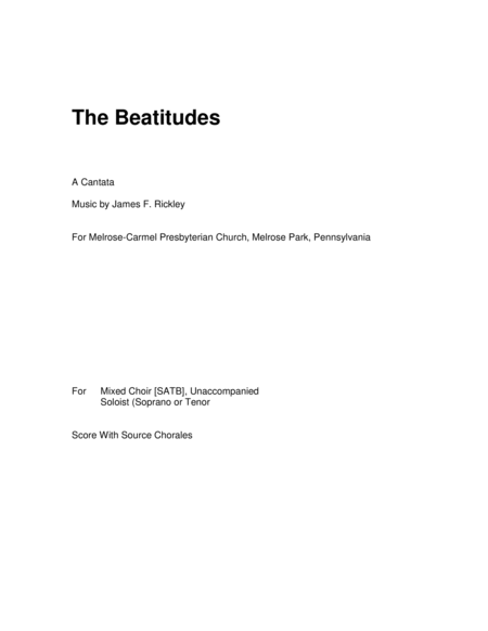 The Beatitudes A Cantata Sheet Music