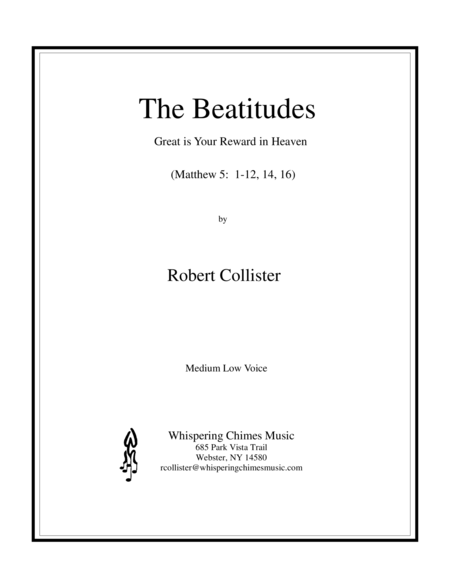 The Beatitudes Great Is Your Reward In Heaven Medium Low Voice Sheet Music