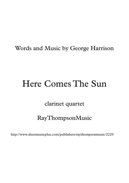 The Beatles Here Comes The Sun Clarinet Quartet Sheet Music