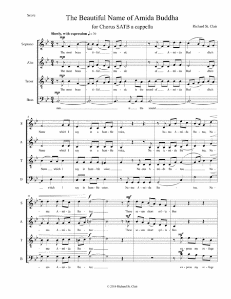 The Beautiful Name Of Amida Buddha A Buddhist Motet For Satb Chorus A Capella Sheet Music