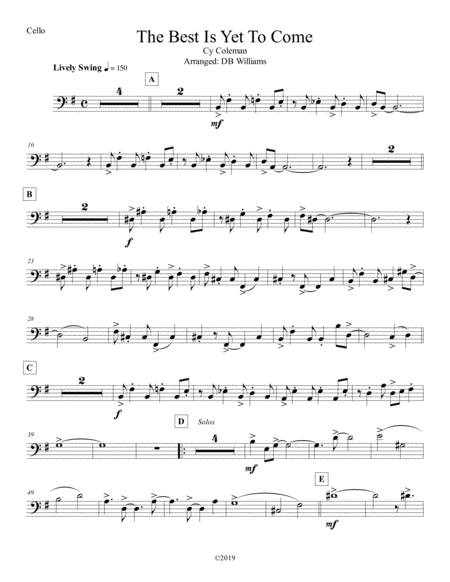 The Best Is Yet To Come Cello Sheet Music