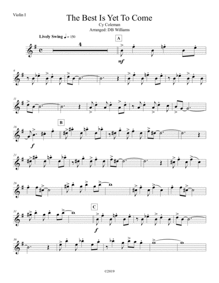 The Best Is Yet To Come Violin 1 Sheet Music