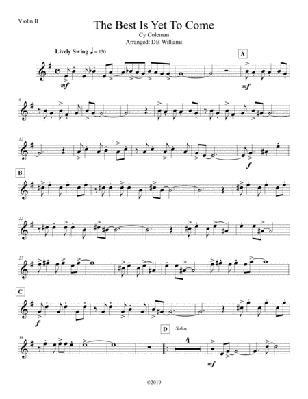 Free Sheet Music The Best Is Yet To Come Violin 2