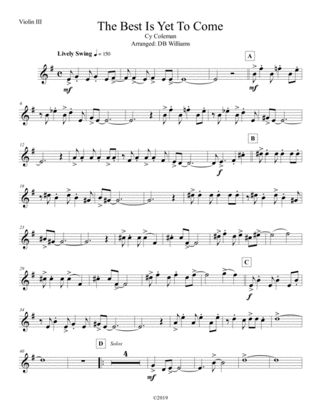 Free Sheet Music The Best Is Yet To Come Violin 3