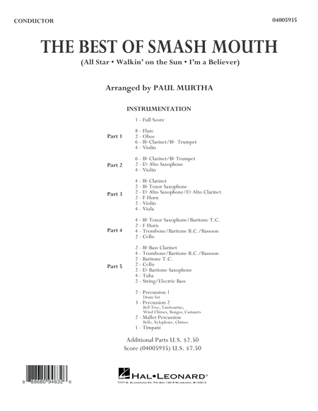 The Best Of Smash Mouth Arr Paul Murtha Conductor Score Full Score Sheet Music