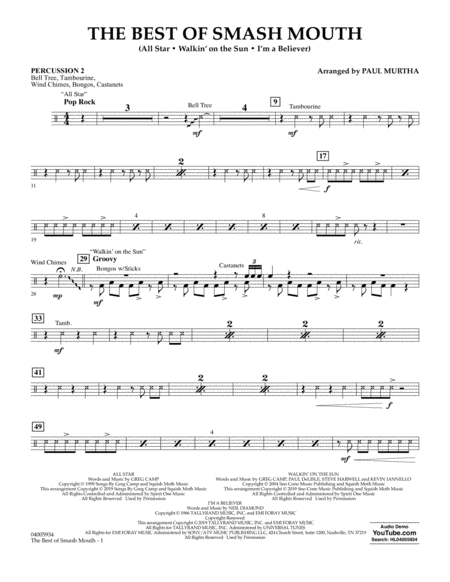 The Best Of Smash Mouth Arr Paul Murtha Percussion 2 Sheet Music