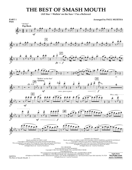 The Best Of Smash Mouth Arr Paul Murtha Pt 1 Flute Sheet Music