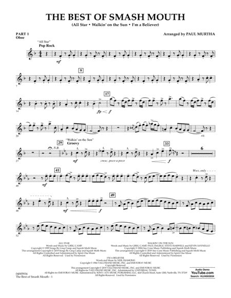 The Best Of Smash Mouth Arr Paul Murtha Pt 1 Oboe Sheet Music