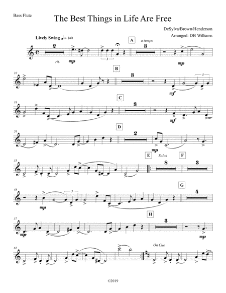 The Best Things In Life Are Free Bass Flute Sheet Music