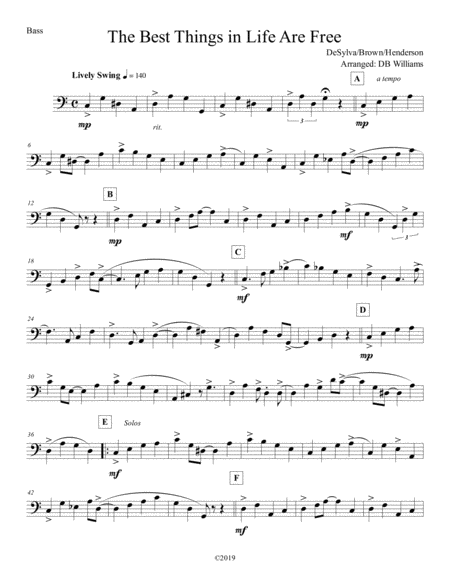 Free Sheet Music The Best Things In Life Are Free Bass