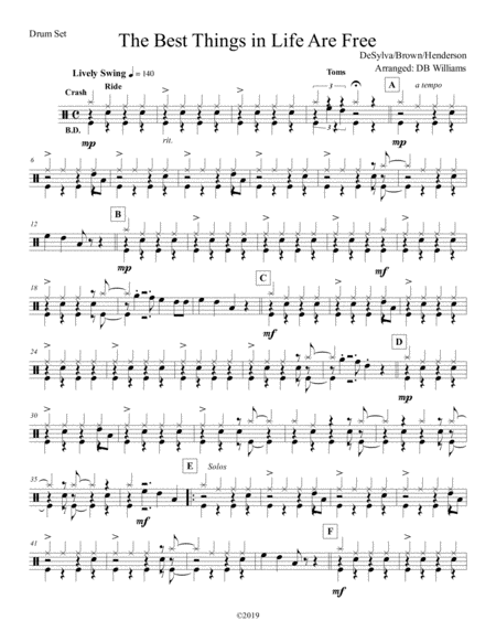 The Best Things In Life Are Free Drum Set Sheet Music