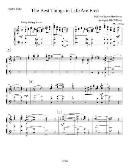 Free Sheet Music The Best Things In Life Are Free Electric Piano