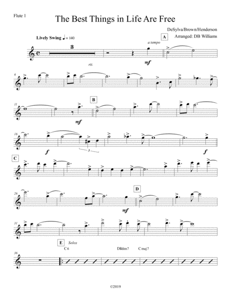 Free Sheet Music The Best Things In Life Are Free Flute 1