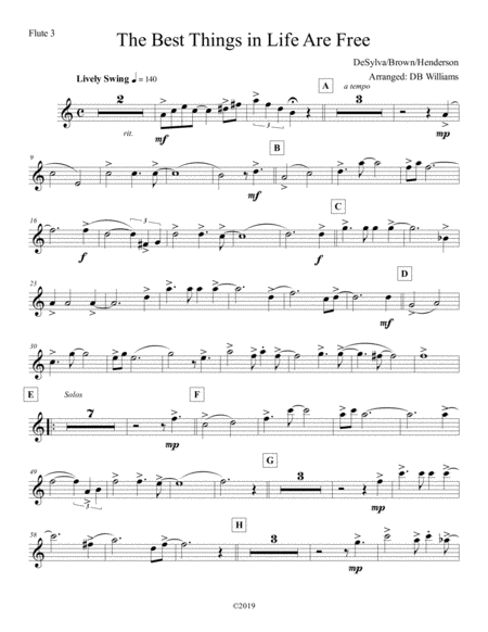 Free Sheet Music The Best Things In Life Are Free Flute 3