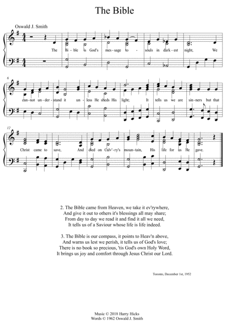 Free Sheet Music The Bible Is Gods Message A New Tune To A Wonderful Oswald Smith Poem