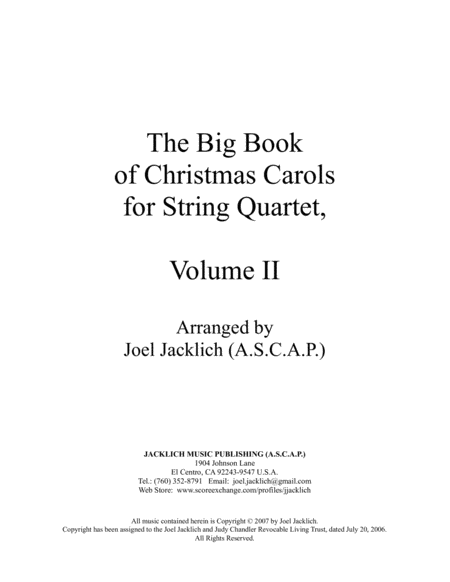 Free Sheet Music The Big Book Of Christmas Carols For String Quartet Vol Ii