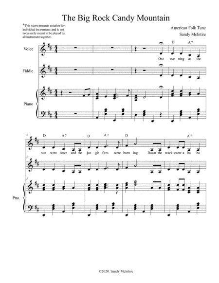 Free Sheet Music The Big Rock Candy Mountain