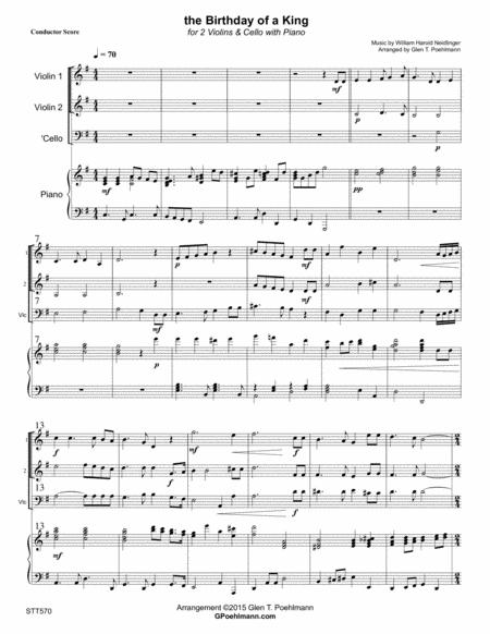 The Birthday Of A King 2 Violins Cello With Piano Accompaniment Sheet Music