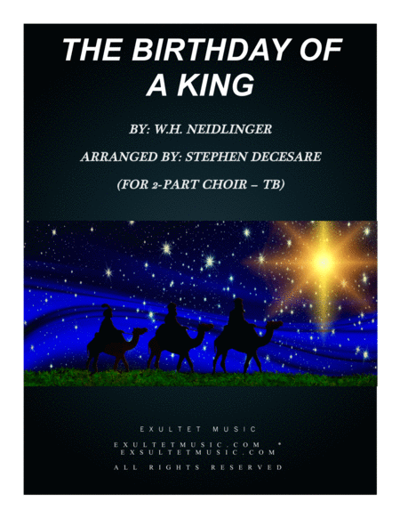 The Birthday Of A King For 2 Part Choir Tb Sheet Music