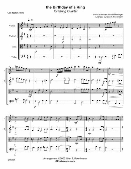 Free Sheet Music The Birthday Of A King String Quartet Unaccompanied