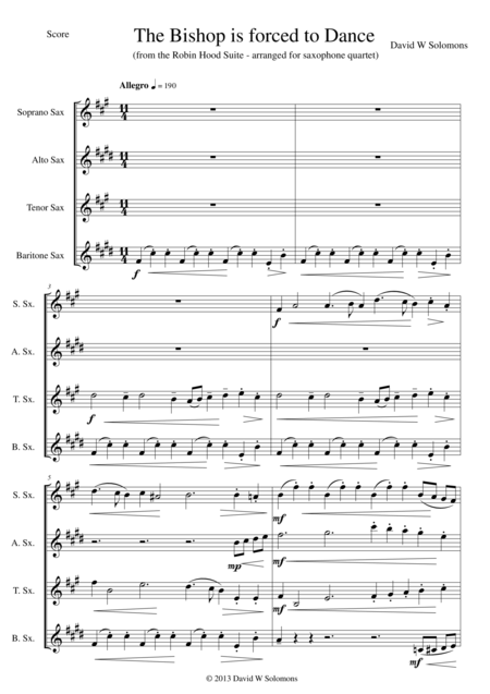 The Bishop Is Forced To Dance For Saxophone Quartet Sheet Music