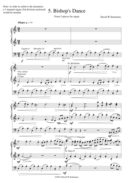 The Bishops Dance For Organ Solo Sheet Music