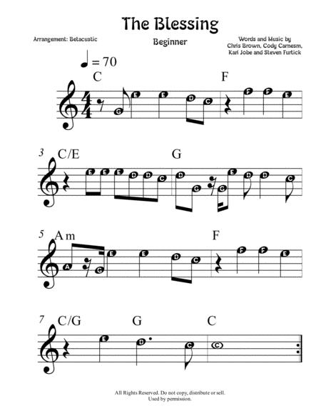 Free Sheet Music The Blessing Kari Jobe Sheet Music Beginner