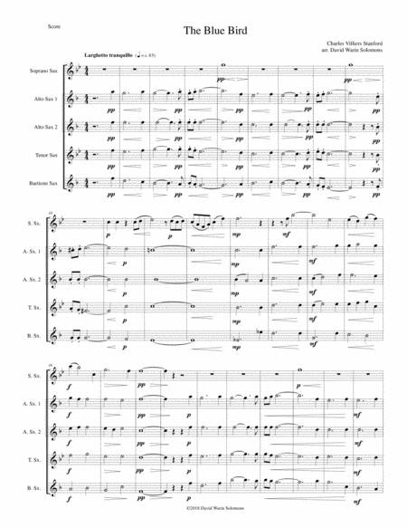 Free Sheet Music The Blue Bird For Saxophone Quintet